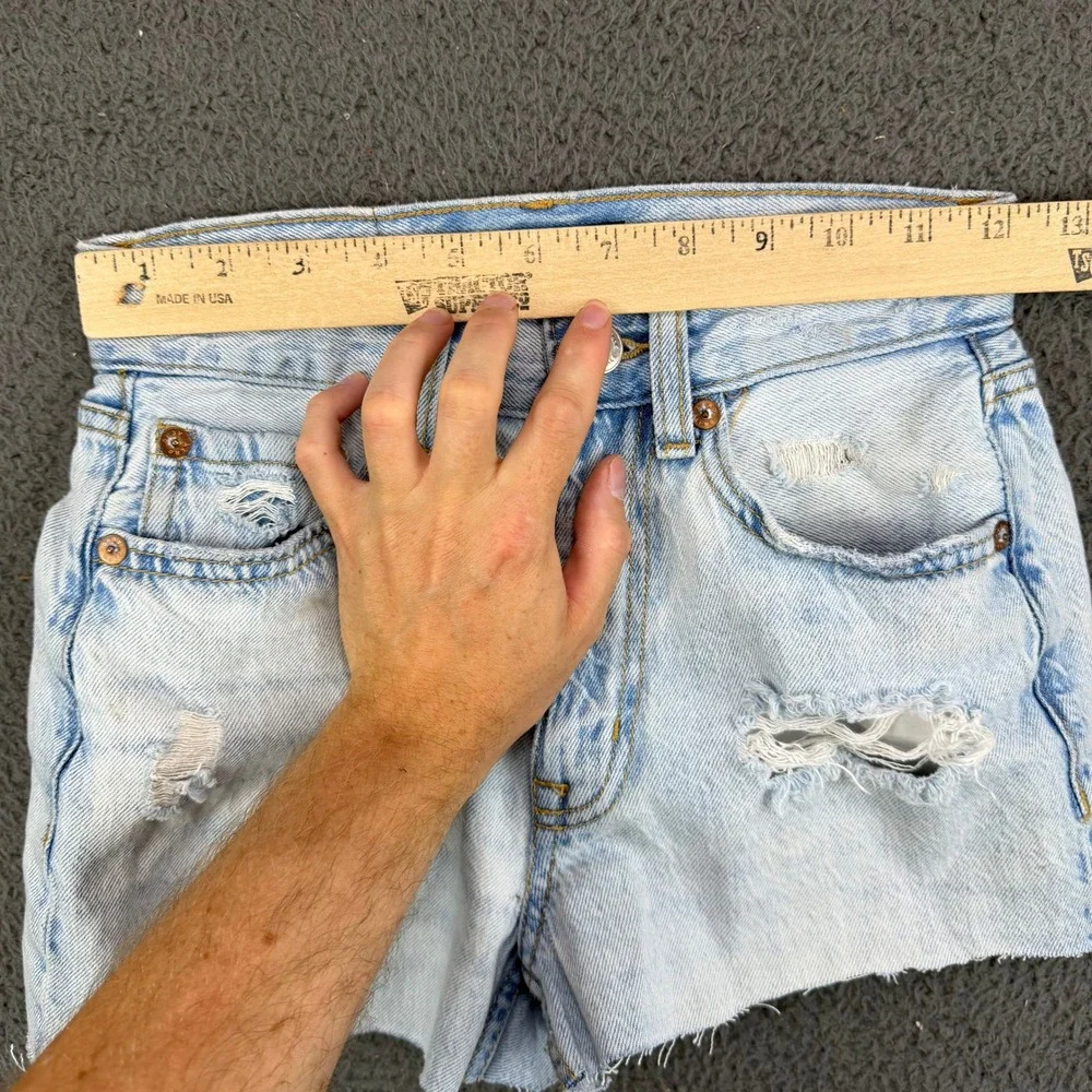 Aeropostale High Rise Baggy Distressed Denim Jean Shorts Light Size 000 Short